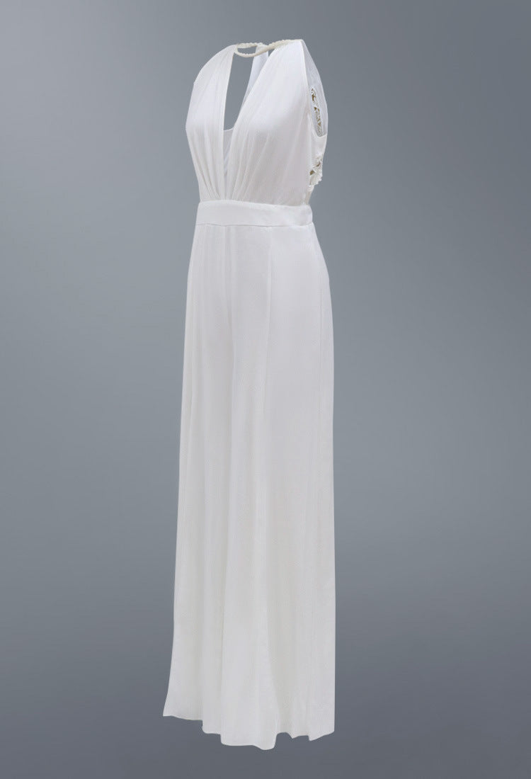 Sexy Deep V Halter Casual Jumpsuit & Trousers