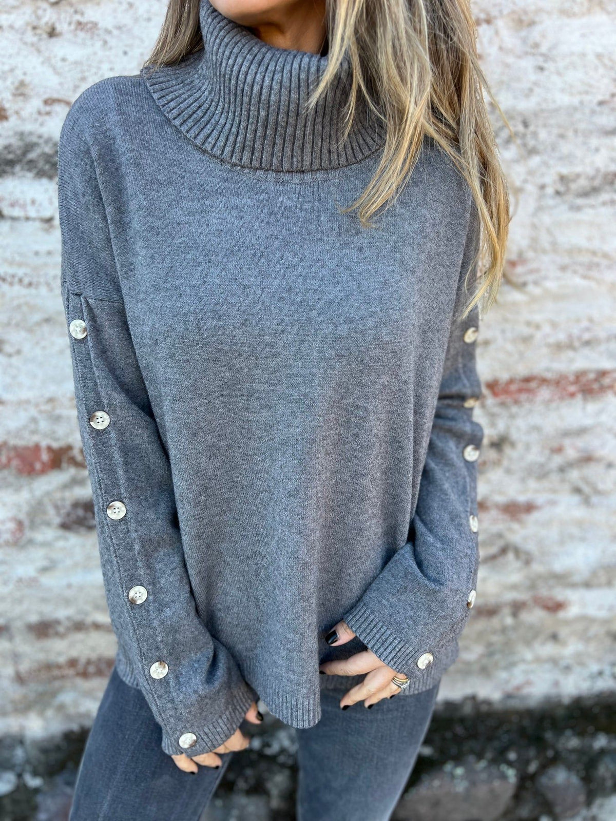 Casual Turtleneck Button Women's Sweater