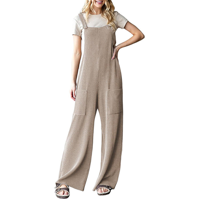 Women's Adjustable Buckle Pocket Overalls Casual Pants