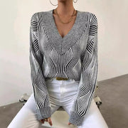 Large V-neck Pullover Fashionable Knitted Sweater