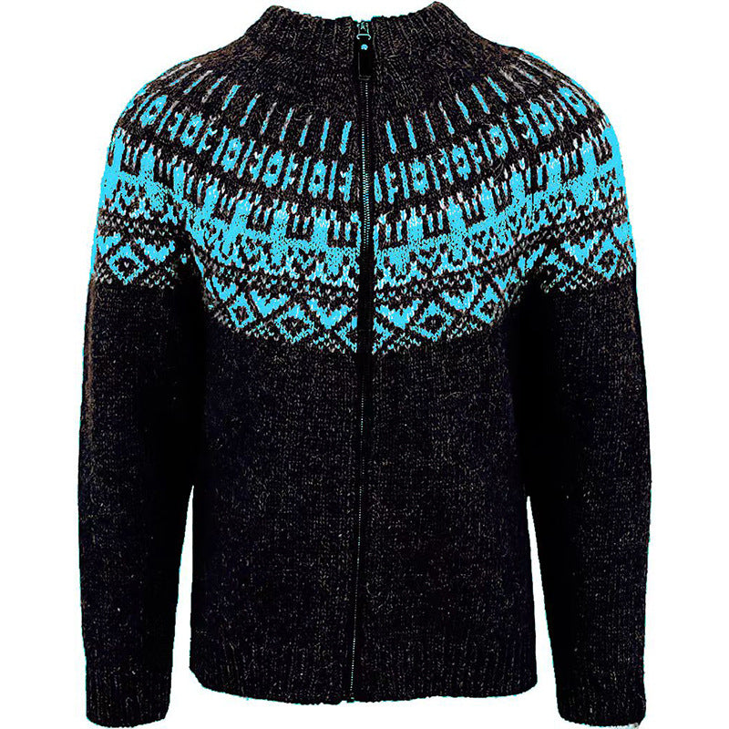 Fashionable Trendy Slim-fit Mens Jacquard Knit Sweater