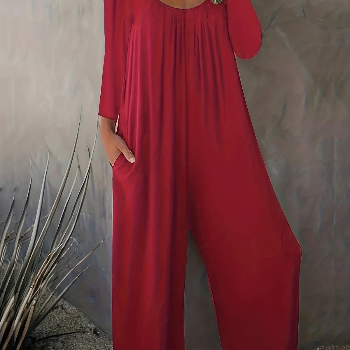 Chic Wide-Leg Long Sleeve Casual Jumpsuit