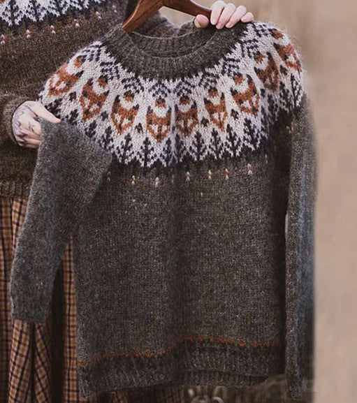 Women's Round Neck Multicolor Loose Fashion Pullover Sweater