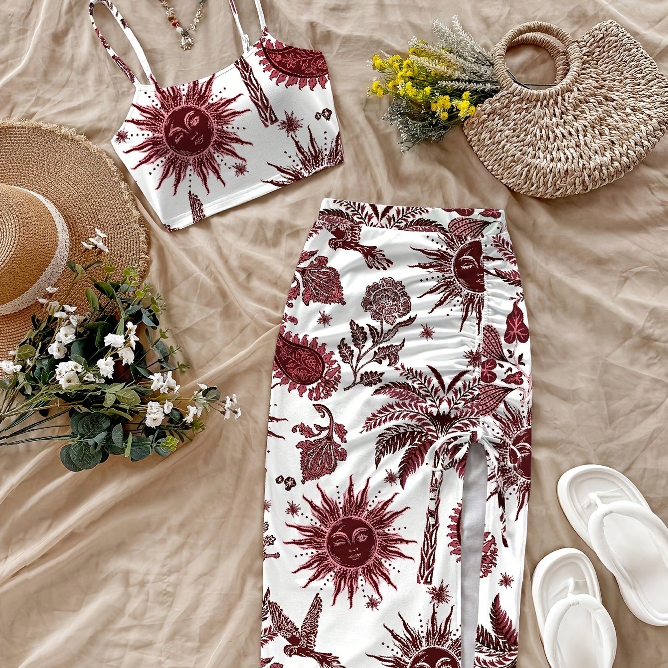 Floral Camisole and Skirt Set