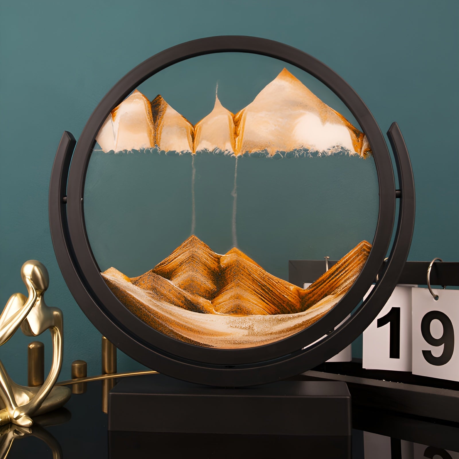 3D Glitter Landscape Hourglass Ornament for Home Decor