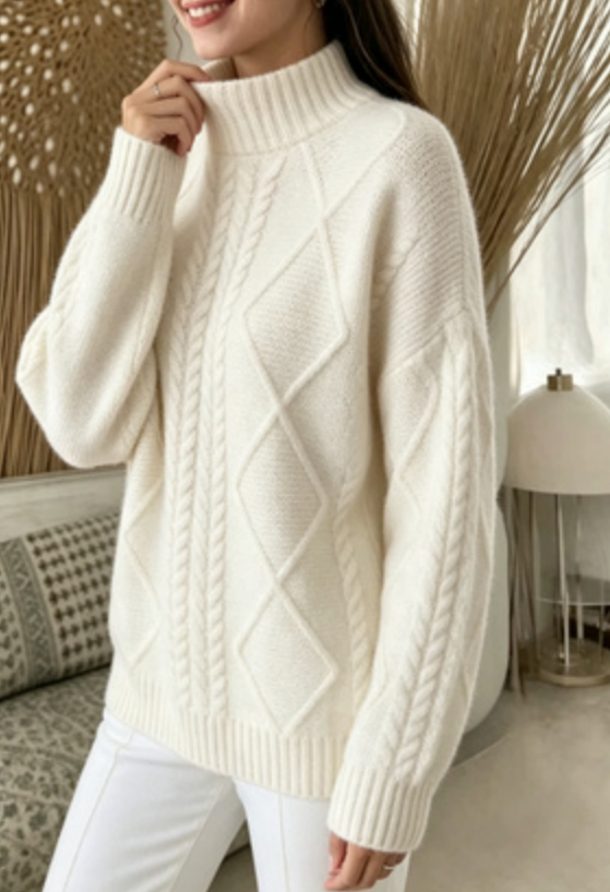 Women's Fashionable Long-sleeved Knitted Sweater