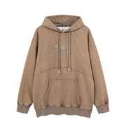 Vintage Washed Patchwork Retro Streetwear Hoodie