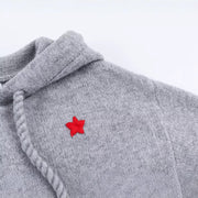 Cross-border Foreign Trade Womens Clothing Hooded Long-sleeve Loose All-match Star Jacquard Knitted Sweater