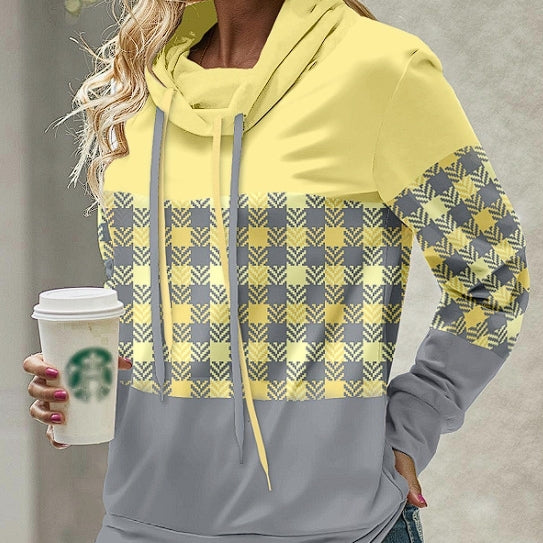Women's Cozy Printed Hooded Sweatshirt with Pile Collar