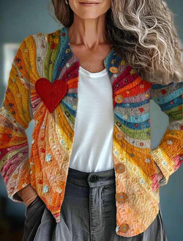 Women's Printed Wear Cardigan Knitted Coat
