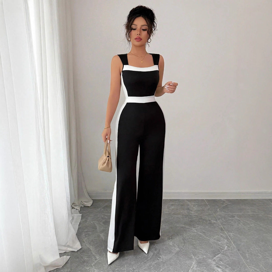 Chic Color-Block Wide-Leg Sleeveless Jumpsuit