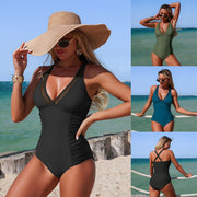 Womens Stylish Mesh-Panel Jumpsuit Swimsuit