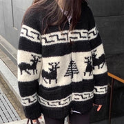 Korean Style New Christmas Atmosphere Zipper Sweater