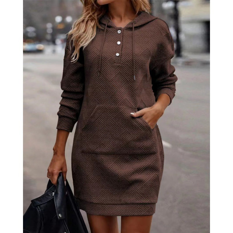 Women's Solid Long Hoodie Sweater with Pocket