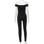 Off-shoulder Short Sleeve Exercise Casual Pants Jumpsuit