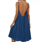 Spaghetti Strap Backless Dress Sleeveless Bodycon Fit Casual Evening Dress for Daily Wear Holiday Outfit