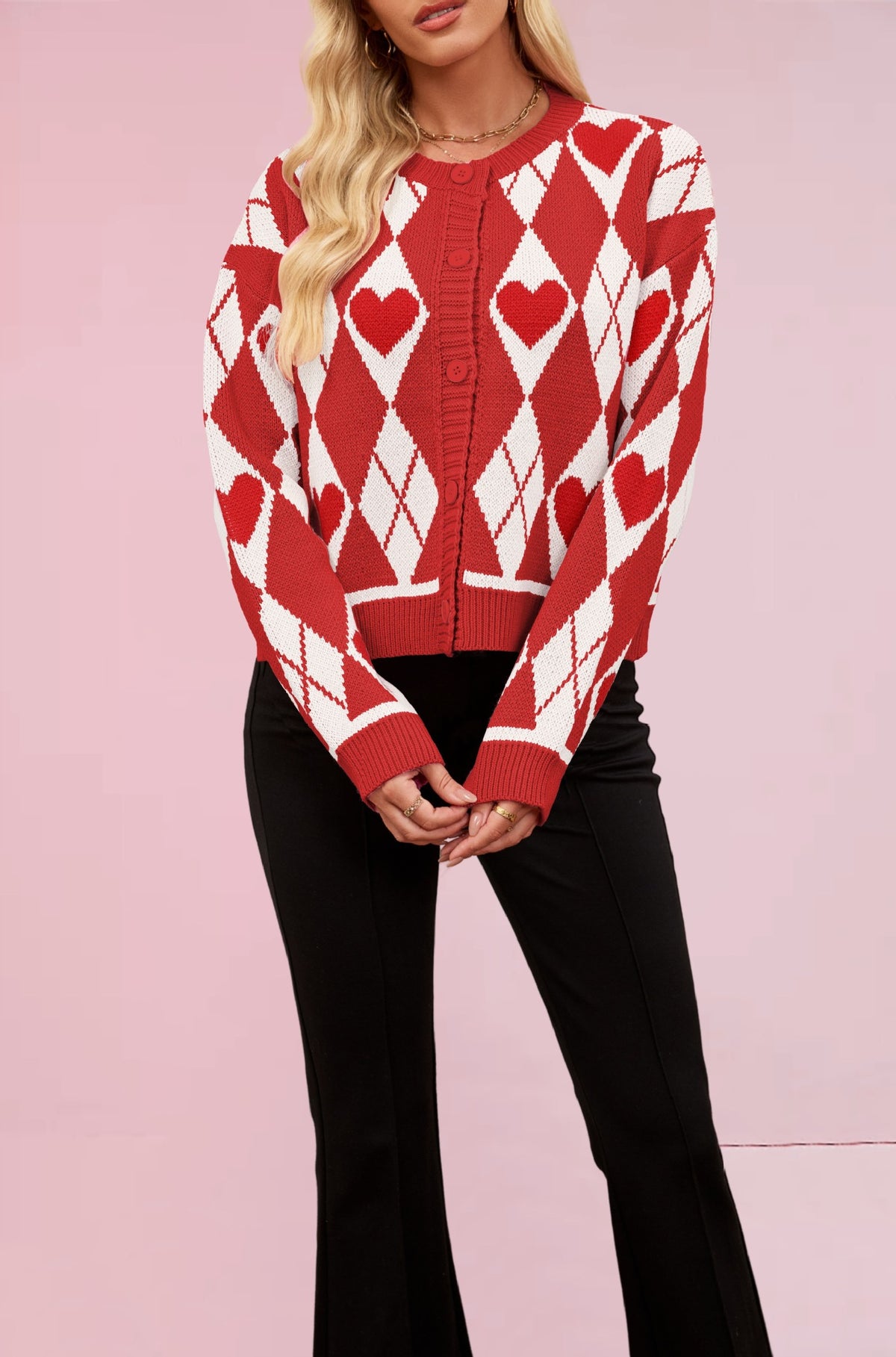 Valentine's Day Cardigan Heart Knitted Sweater Coat