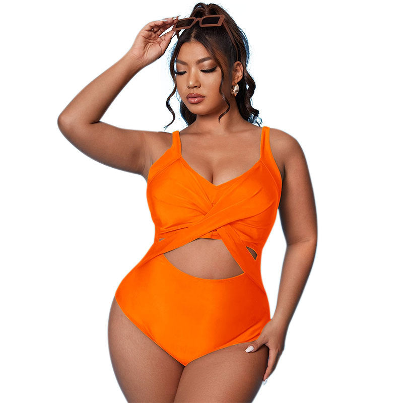 High-Waist Plus Size One-Piece Conservative Swimsuit