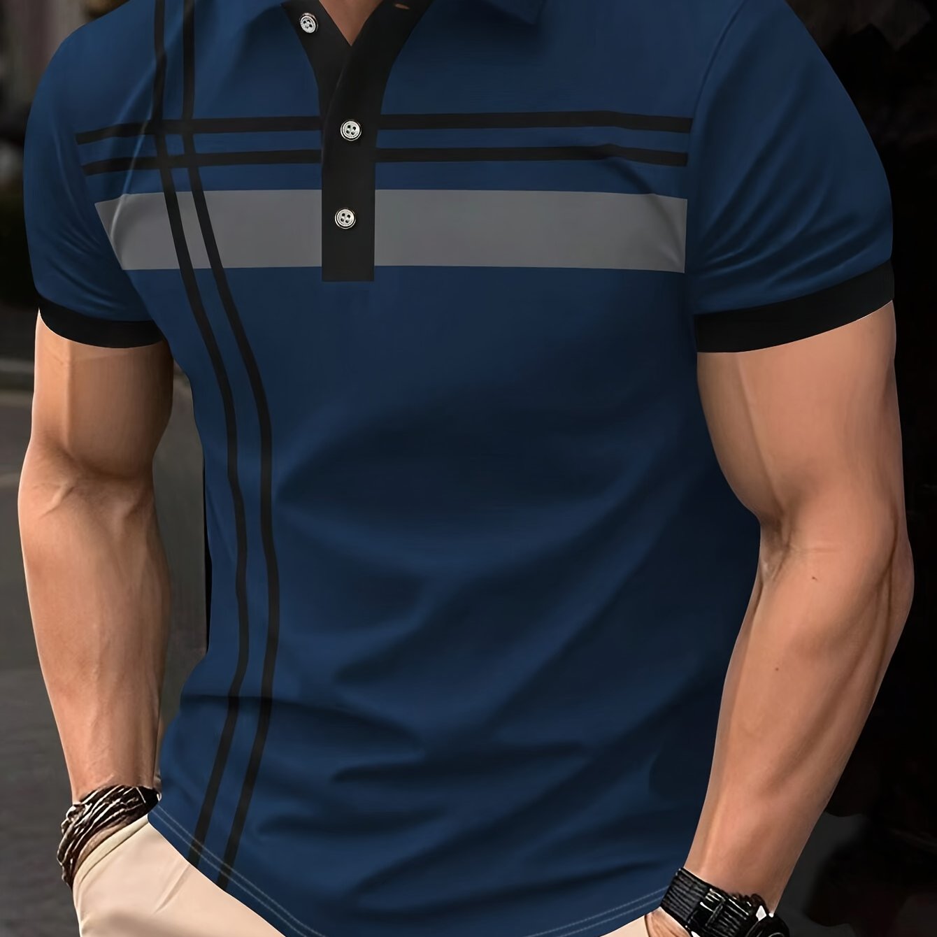 Men's Digital Print Polo Shirt
