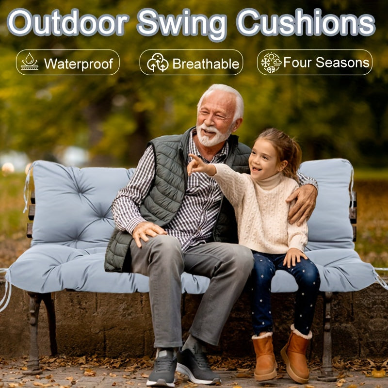 Outdoor Swing Cushions, 3 Seat Porch Swing Cushion Replacement With Backrest, Swing Cushions For Outdoor Furniture, For Patio, Backyard, Porch Garden Bench Cushion
