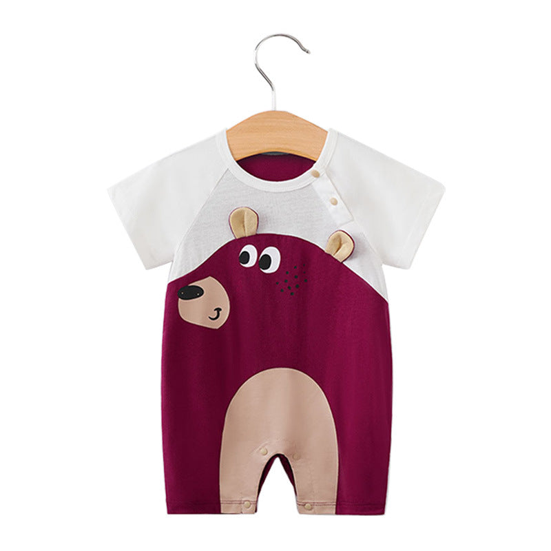Summer Baby Short Sleeve Cotton Cartoon Jumpsuit