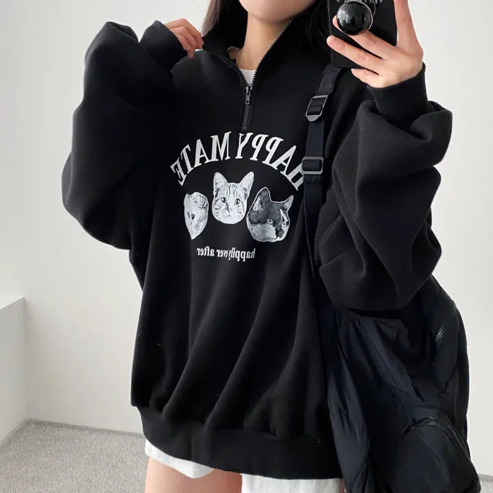 Plus Size Korean Style Pullover Hoodie