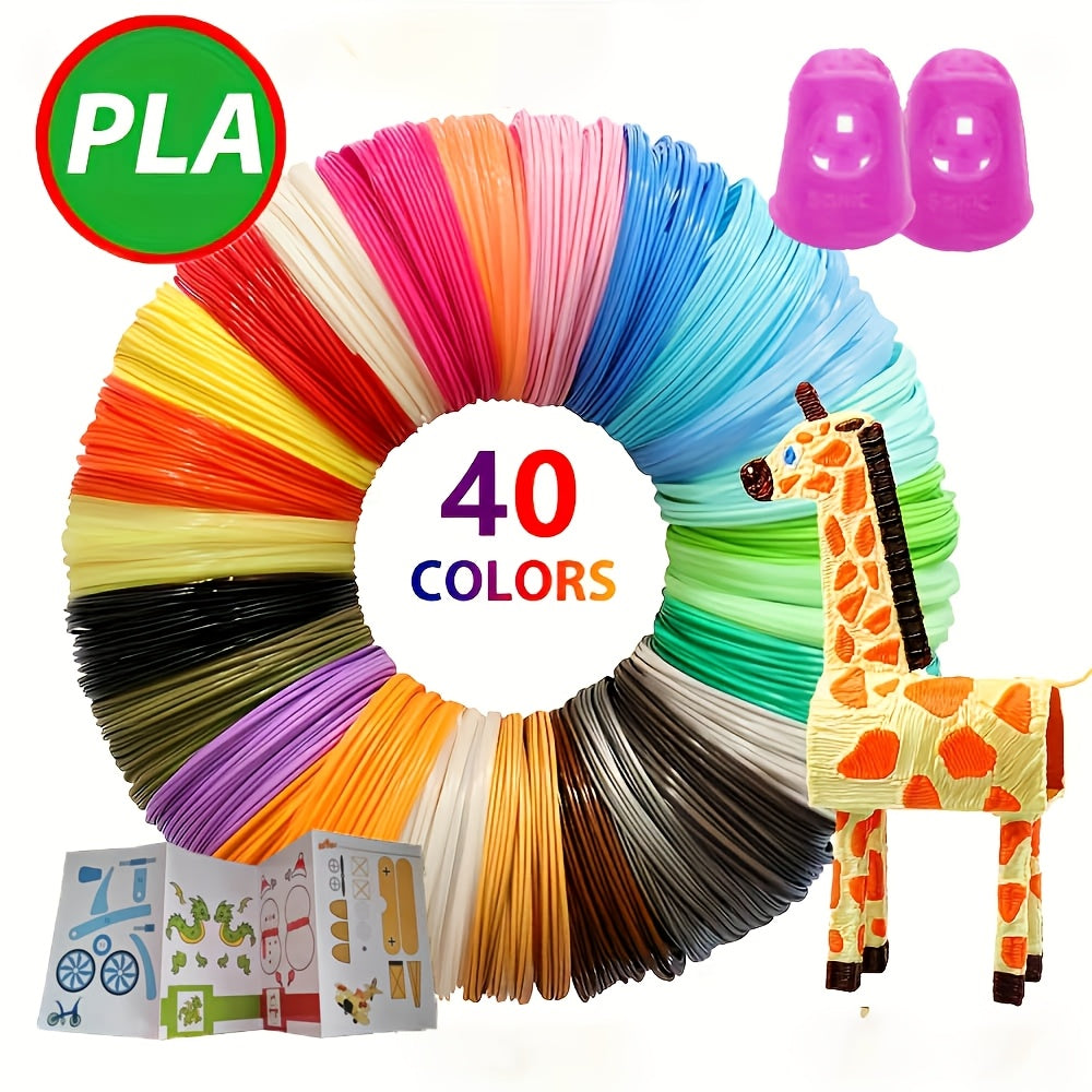 Multicolor 3D Pen PLA Filament Pack with 10, 20, or 40 Colors