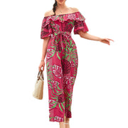 Chic Floral Print Lace-Up Casual Jumpsuit