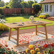 Expandable Acacia Wood Patio Table, 59-78.74" Rectangular Outdoor Dining Set