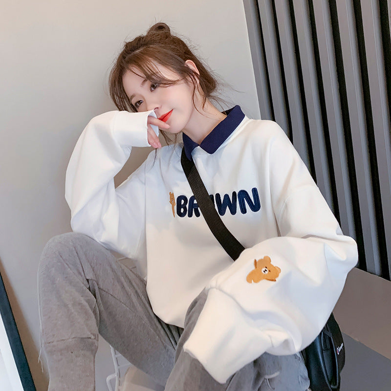 Cozy Bear Graphic Casual Pullover Hoodie for Women