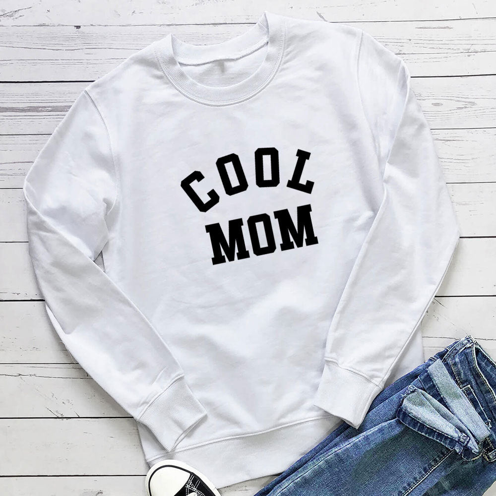 Cool Mom Letter Print Long Sleeve Pullover Sweatshirt
