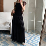 Solid-color Knitted Patchwork Strap Dress for Women