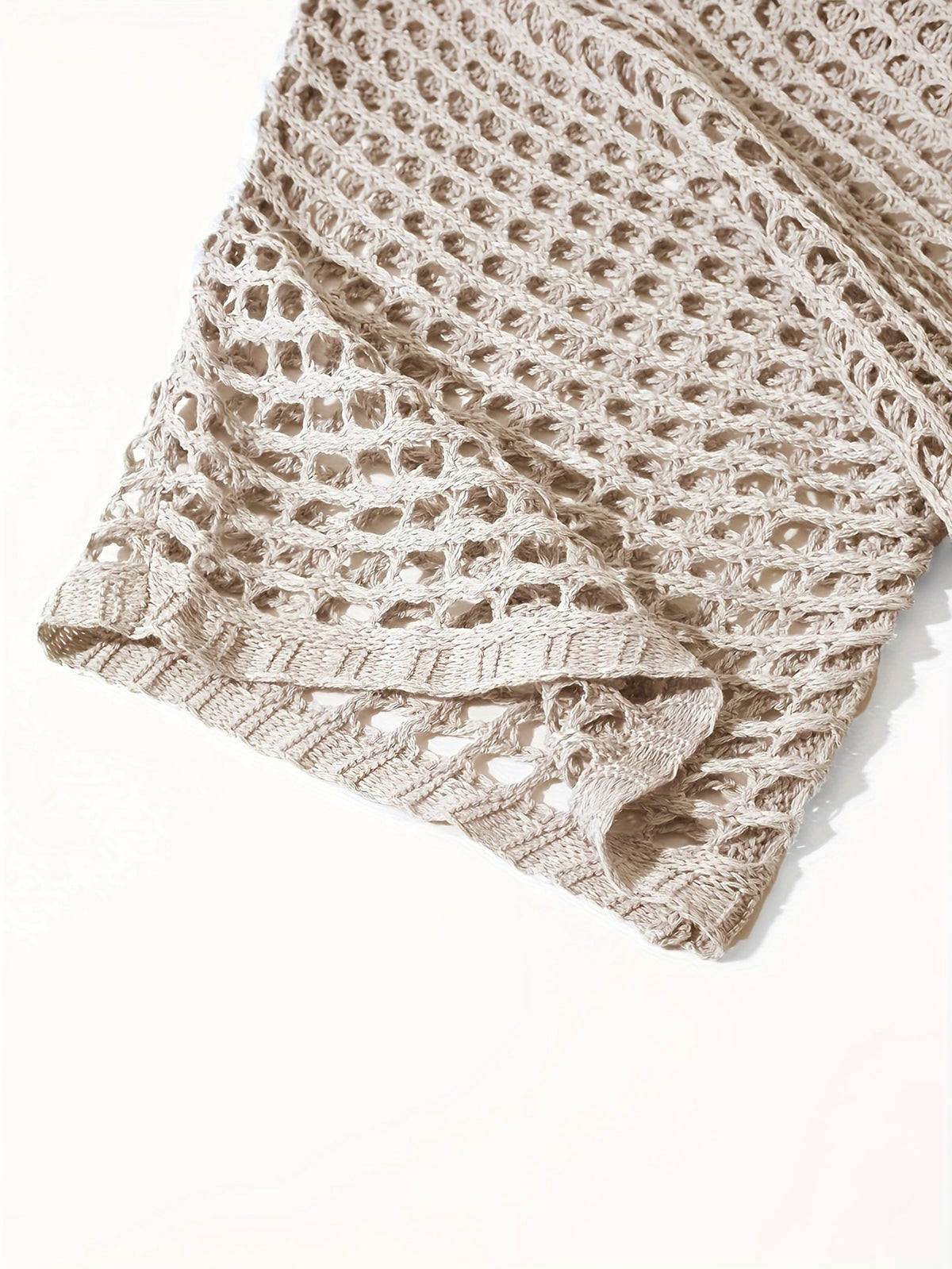V Neck Hollow Out Knit Tunic Top Batwing Half Sleeve Loose Mesh Cover Up