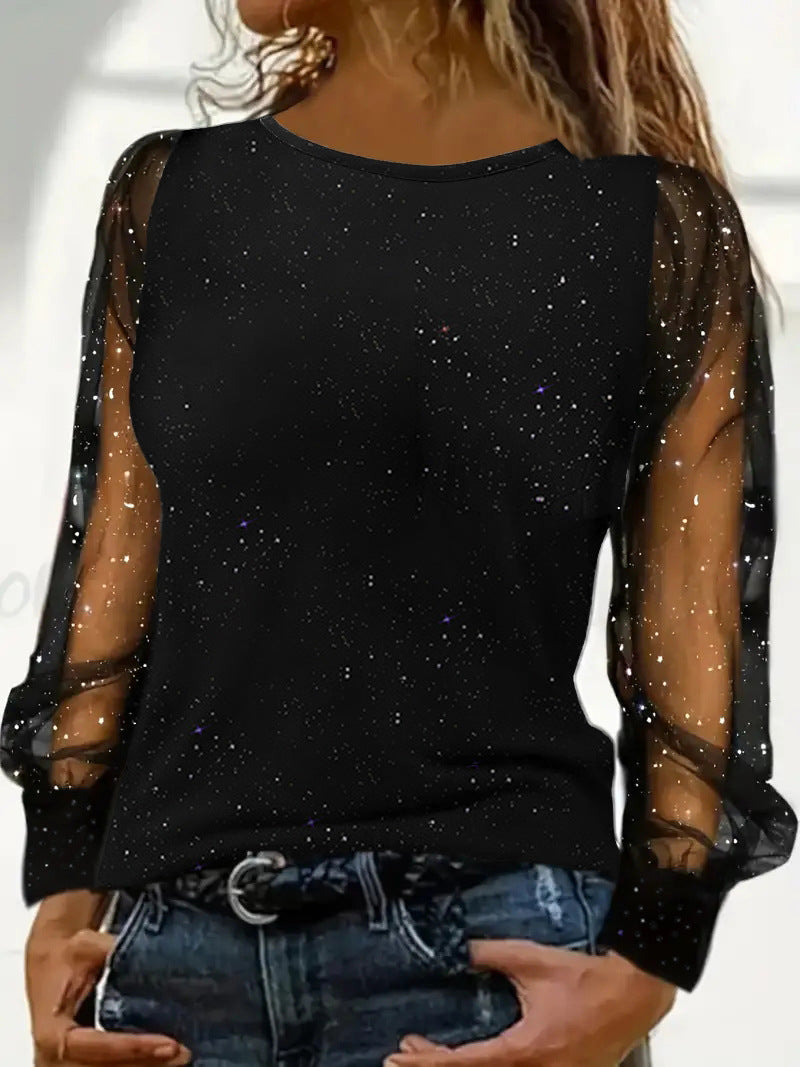 Casual Long Sleeve Crew Neck Loose T-Shirt for Women