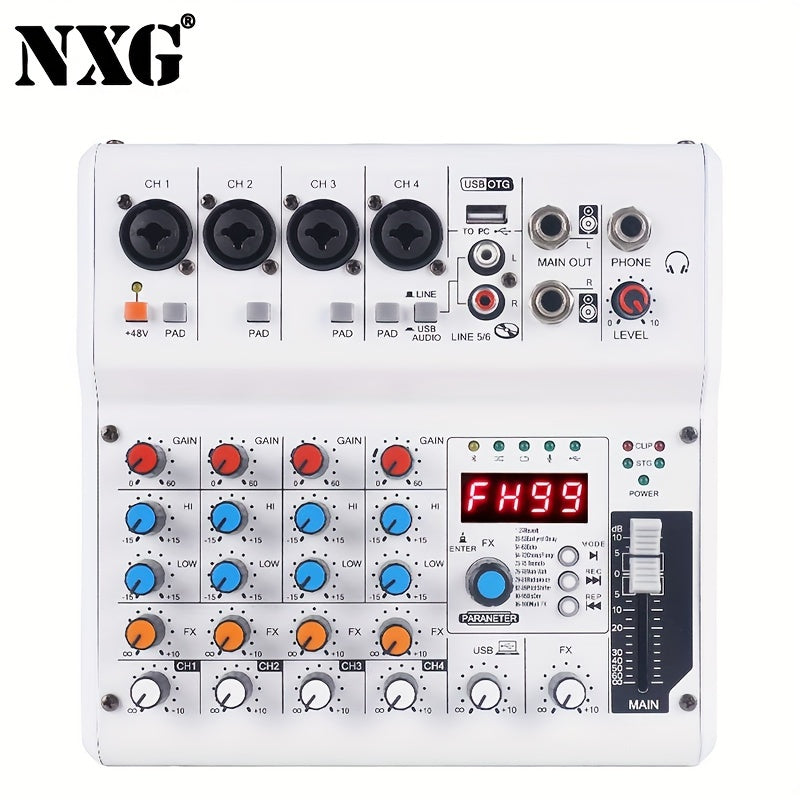 4-Channel DJ Audio Mixer with USB and SD Card Recording