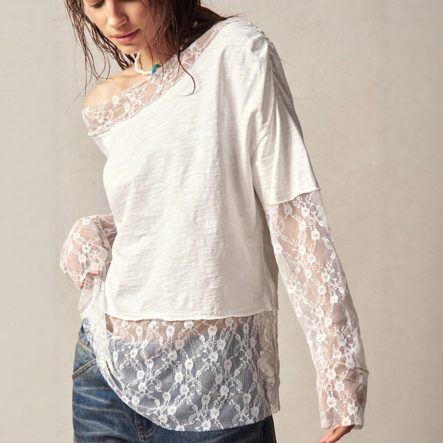 Elegant Slash Neck Long-Sleeve Top