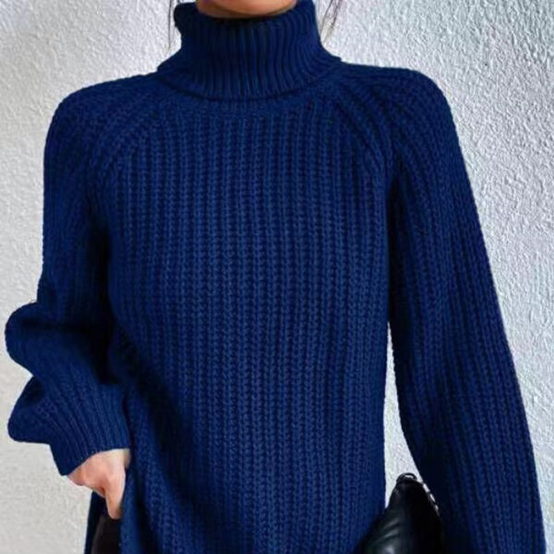 Comfortable Womens Top with a High Fold-over Collar