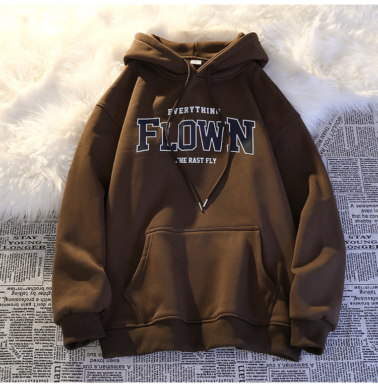 Korean Style Thickened Hooded Letter-Print Women's Sweater