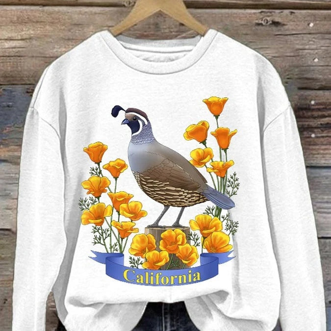 Sparrow Floral Casual Round Neck Women's Sweater