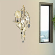 Golden Wall Clock, Modern Decorative Art Clock, Silent Wall Clock for Kitchen, Bedroom, Entryway, Office Decor Indoor, 17.72*30.71in