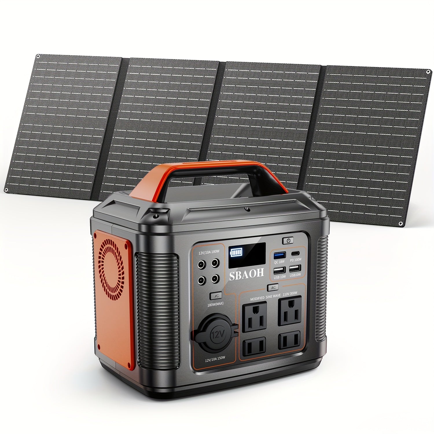 300W Portable Power Station, 296 Wh (80,000 mAh) Lithium‑Ion Battery, 13 Outlets, 100W PD Fast Charging, Digital Display – Solar Panel Optional