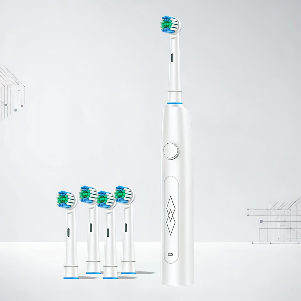 Sleek Black USB Rechargeable Sonic Electric Toothbrush with Soft Bristles, 5 Cleaning Modes and 4 Bonus Brushes