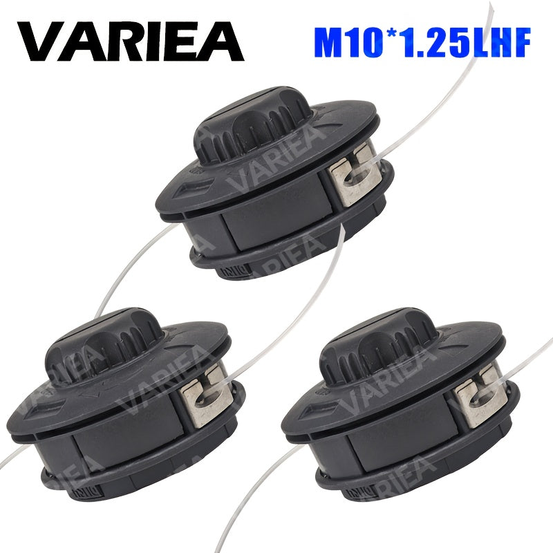 3pcs Black Plastic Trimmer Head -M10x1.25LHF Thread, Garden Maintenance, Sturdy Structure, No Need to Disassemble and Replace Design, Courtyard and Garden Tool Replacement, Easy Replacement, Lawn Mower Replacement Parts