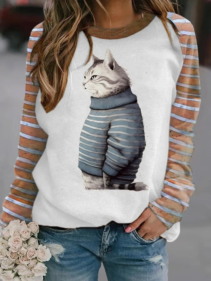Women's Casual 3D Print Loose Pullover Sweater