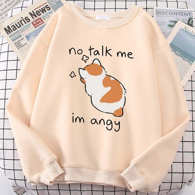Chic Casual No Flattering Cat Print Crew Neck Sweatshirt