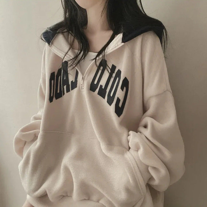 Women's Velvet Padded Thickened Winter Hoodie