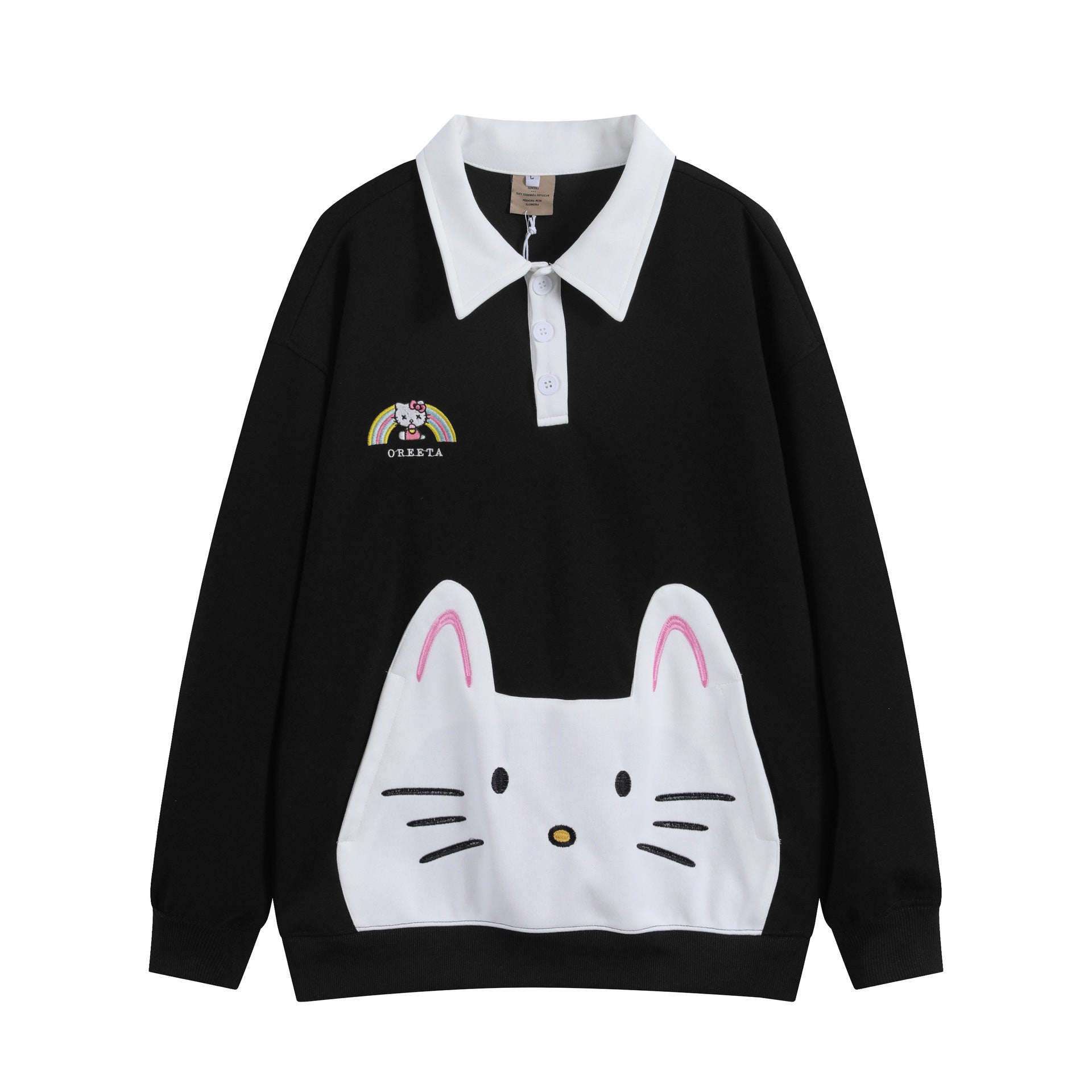 Cozy Unisex Cat Patch Knit Sweater