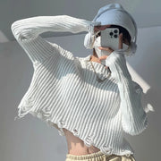 Womens High-waisted Pullover Cropped Knit Sweater