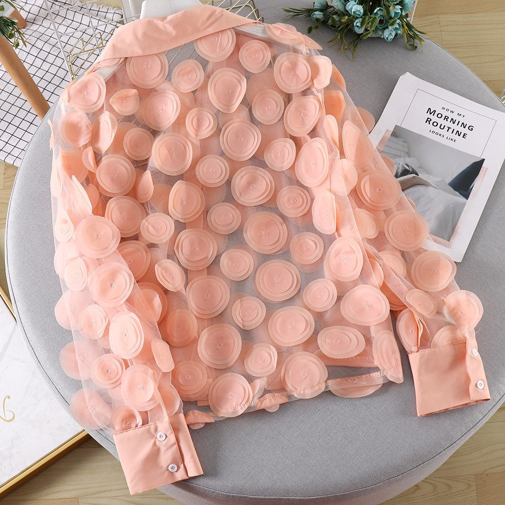 Women's Three-dimensional Flower Chiffon Gauzy Shirt