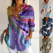 Printed Shirt With A Turn Down Collar Long Sleeves And A Single-breasted Button Closure
